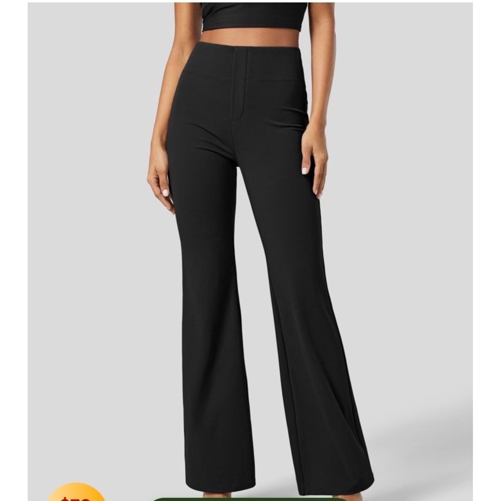 Halara Black High Waisted Flare Pants Workwear Stretch Small Regular - Picture 2 of 8